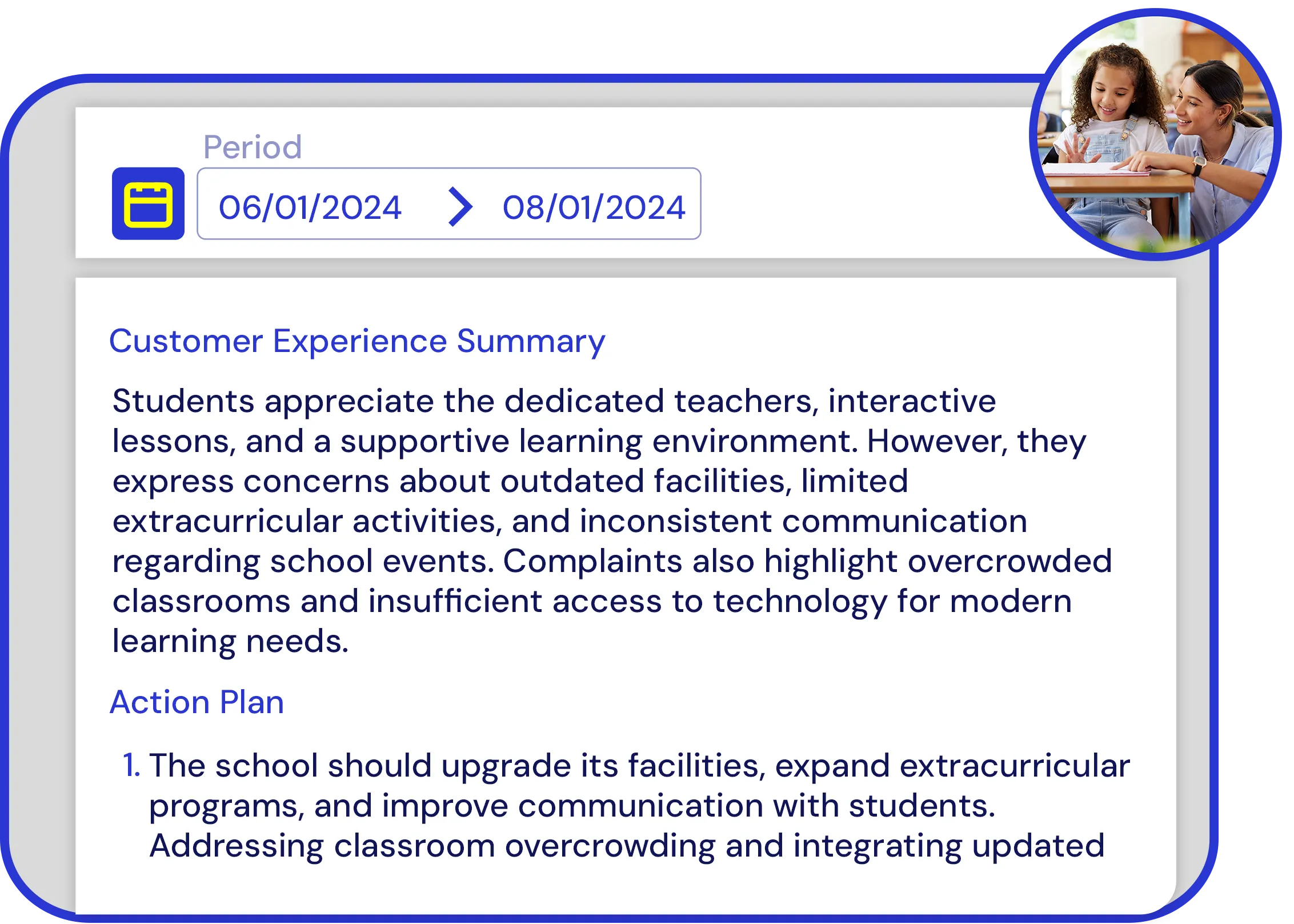 Screen of Yellow Tokens with an action plan created from student feedback