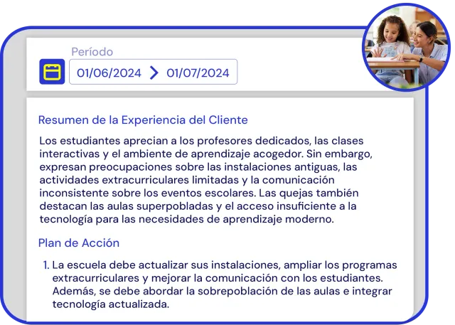 Pantalla de Yellow Tokens con un plan de acción creado a partir del feedback estudiantil