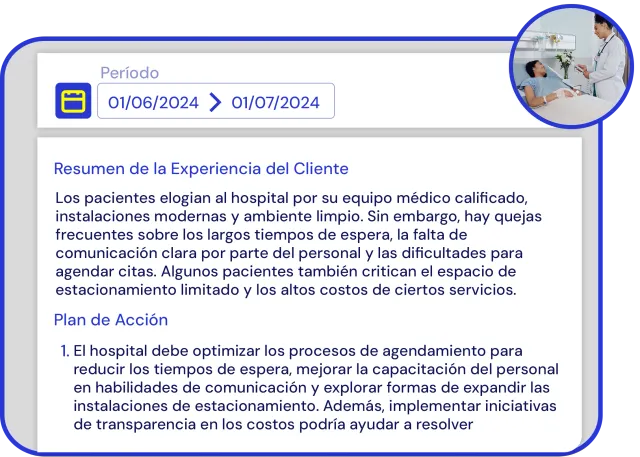 Resumen de experiencia del cliente en salud y Plan de Acción basado en PDCA generado a partir de feedback espontáneo de pacientes