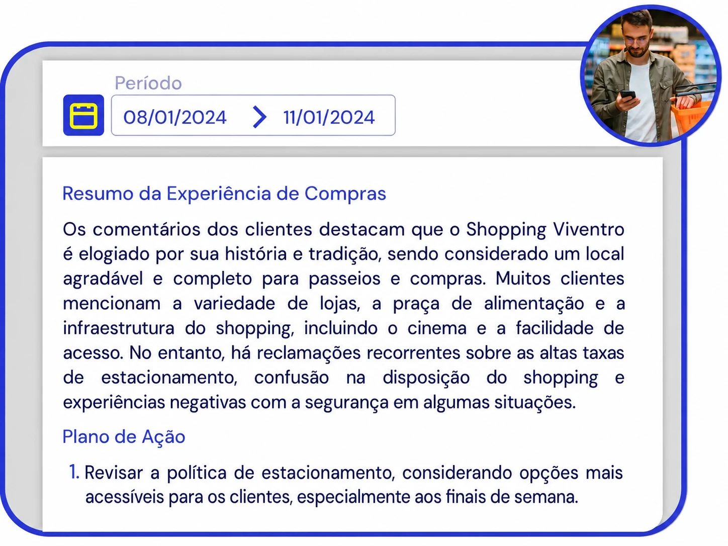 Plano de ação de varejo gerado a partir de feedbacks de clientes