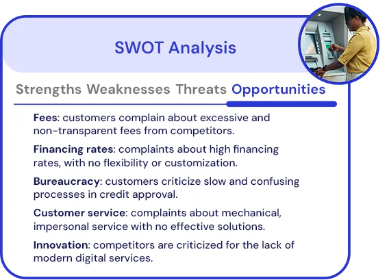 Screen of Yellow Tokens displaying SWOT analysis with market opportunities
